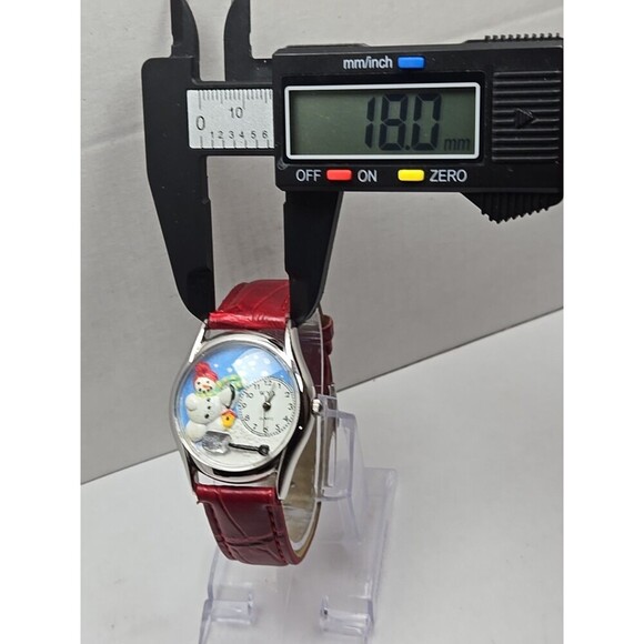 WYL Snowman Christmas Quartz Watch Red Leather Strap Novelty New Battery USA 3D - Picture 5 of 11